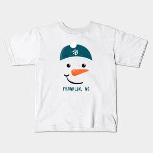 Franklin, NC Snowman Kids T-Shirt